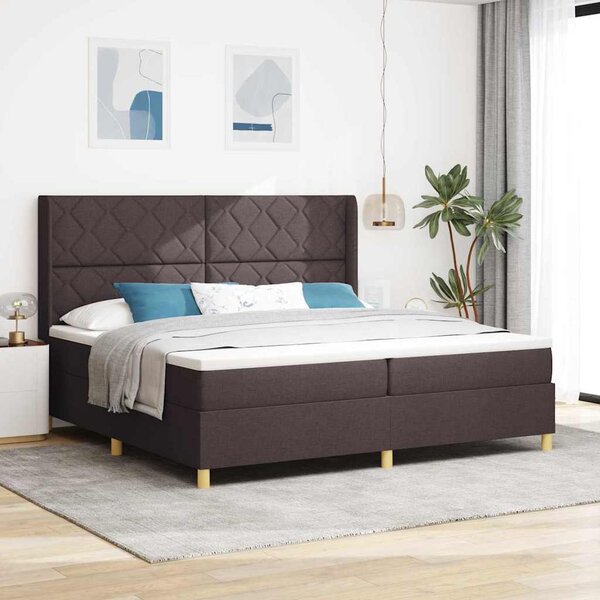 Krevet s opruga kutije s LED trakama Smeđa 200 x 200 cm tkanina - Smeđa / 200 x 200 cm