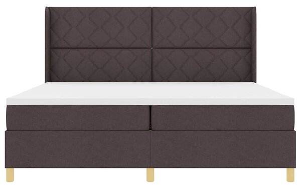Krevet s opruga kutije s LED trakama Smeđa 200 x 200 cm tkanina - Smeđa / 200 x 200 cm