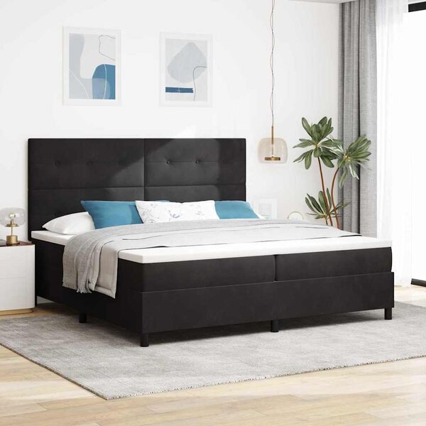 Krevet s opruga kutije s uzglavljem Crna 200 x 200 cm Baršun - Crna / 200 x 200 cm