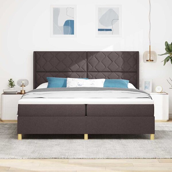 Krevet s opruga kutije s LED trakama Smeđa 200 x 200 cm tkanina - Smeđa / 200 x 200 cm