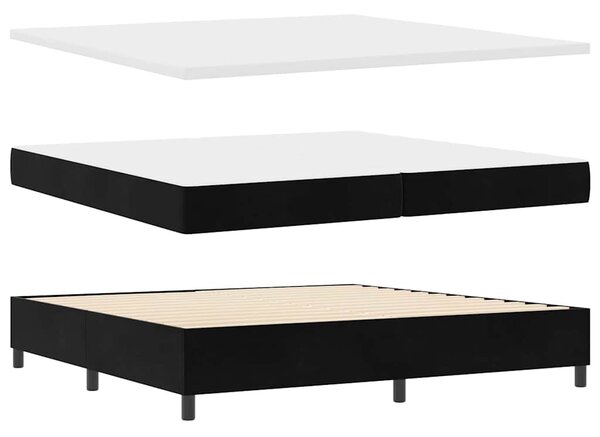 Krevet s opruga kutije s uzglavljem Crna 200 x 200 cm Baršun - Crna / 200 x 200 cm