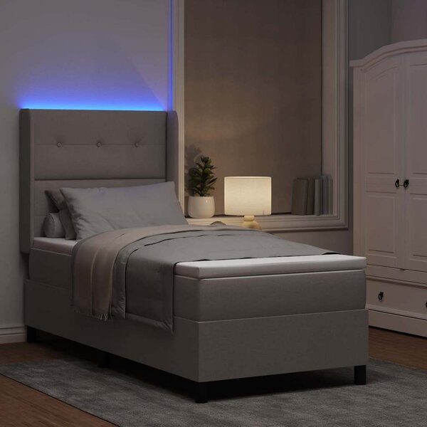 LED Box Spring Krevet s jastukom Sivo-smeđa 80 x 200 cm tkanina - Smeđesiva / 80 x 200 cm