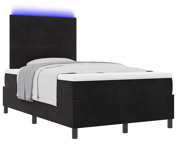 LED Box Spring Krevet s uzglavljem Crna 120 x 190 cm Baršun - Crna / 120 x 190 cm