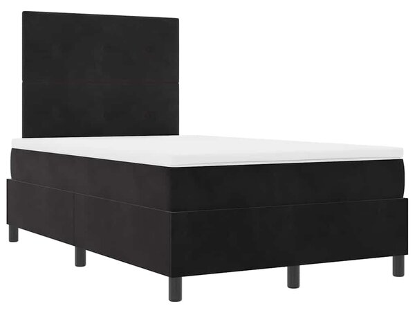 LED Box Spring Krevet s uzglavljem Crna 120 x 190 cm Baršun - Crna / 120 x 190 cm