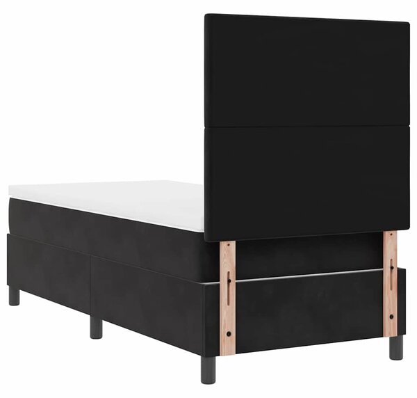 LED Box Spring Krevet s uzglavljem Crna 80 x 200 cm Baršun - Crna / 80 x 200 cm