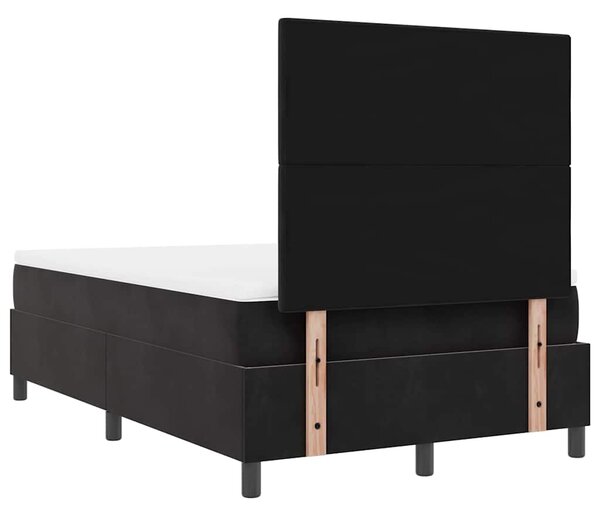 LED Box Spring Krevet s uzglavljem Crna 120 x 190 cm Baršun - Crna / 120 x 190 cm