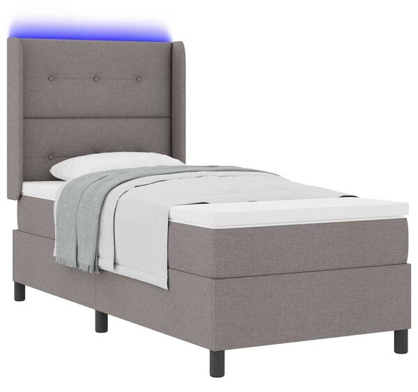 LED Box Spring Krevet s jastukom Sivo-smeđa 80 x 200 cm tkanina - Smeđesiva / 80 x 200 cm
