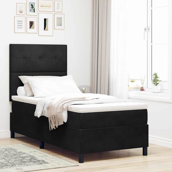 LED Box Spring Krevet s uzglavljem Crna 80 x 200 cm Baršun - Crna / 80 x 200 cm
