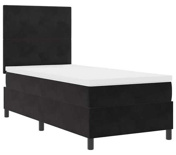 LED Box Spring Krevet s uzglavljem Crna 80 x 200 cm Baršun - Crna / 80 x 200 cm