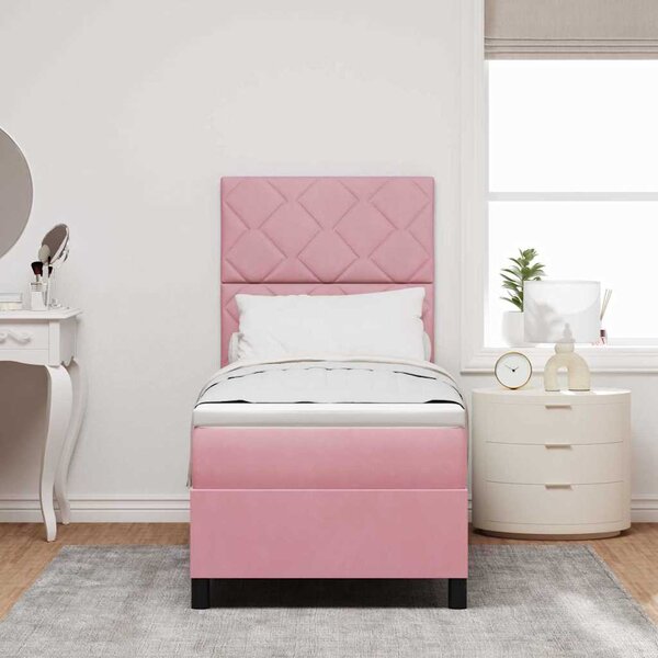 LED Box Spring Krevet s uzglavljem Ružičasta 80 x 200 cm Baršun - Ružičasta / 80 x 200 cm