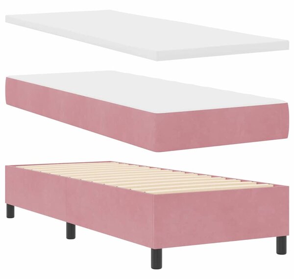 LED Box Spring Krevet s uzglavljem Ružičasta 80 x 200 cm Baršun - Ružičasta / 80 x 200 cm