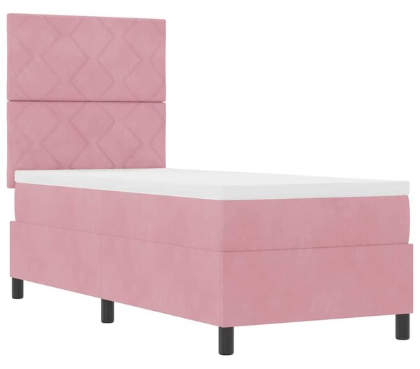 LED Box Spring Krevet s uzglavljem Ružičasta 80 x 200 cm Baršun - Ružičasta / 80 x 200 cm