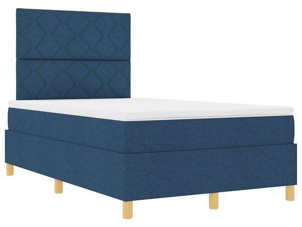 LED Box Spring Krevet s uzglavljem Plava 120 x 200 cm tkanina - Plava / 120 x 200 cm