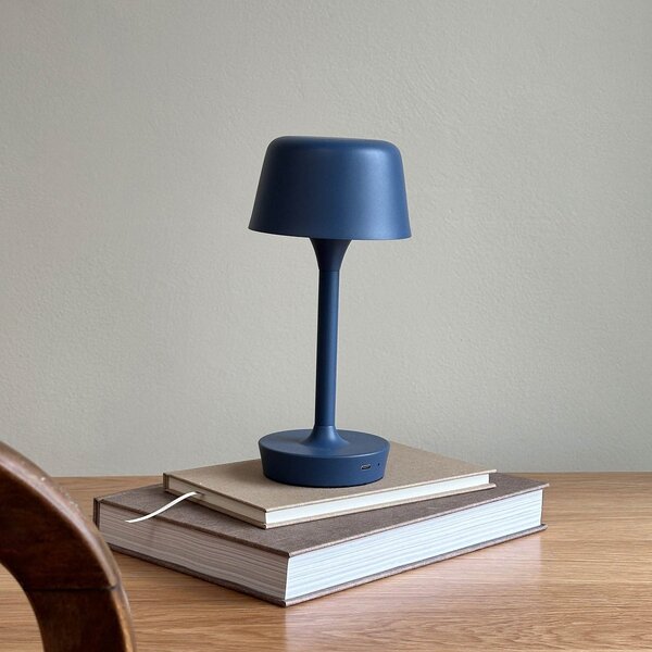 Dyberg Larsen Flow LED baterijska stolna lampa, plava, visina 25 cm, prigušiva, Plava, Dnevni boravak/blagovaonica, Metal