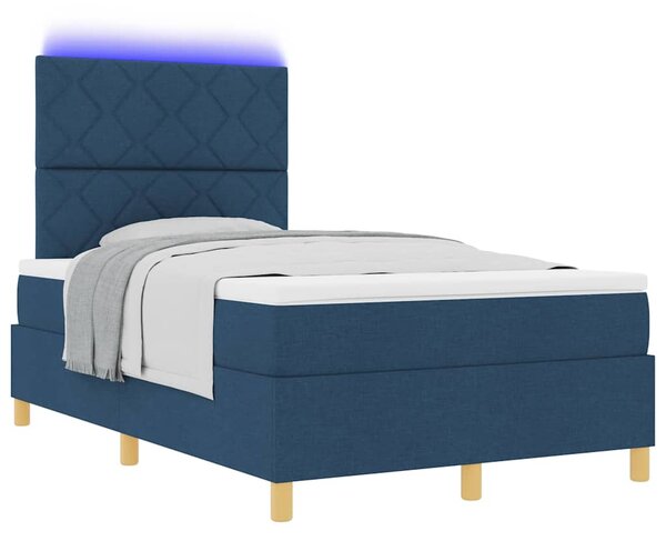 LED Box Spring Krevet s uzglavljem Plava 120 x 200 cm tkanina - Plava / 120 x 200 cm