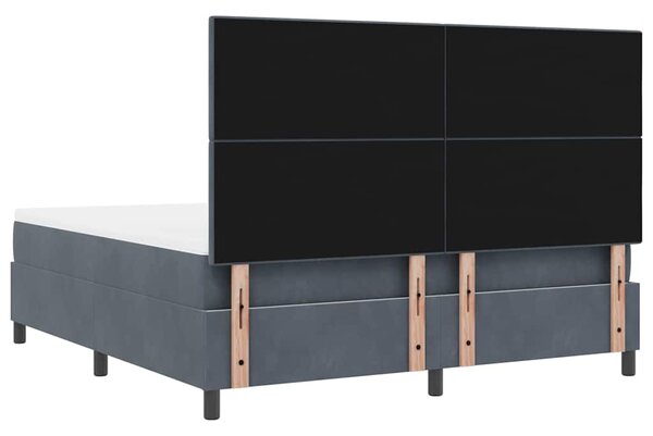 LED Box Spring Krevet Tamno siva 180 x 200 cm Baršun - Siva / 180 x 200 cm