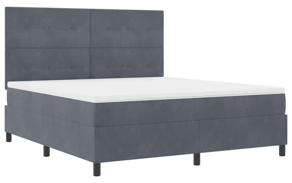LED Box Spring Krevet Tamno siva 180 x 200 cm Baršun - Siva / 180 x 200 cm