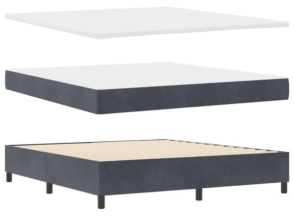LED Box Spring Krevet Tamno siva 180 x 200 cm Baršun - Siva / 180 x 200 cm