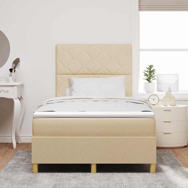 LED Box Spring Krevet s uzglavljem Krema 120 x 200 cm tkanina - Krem / 120 x 200 cm