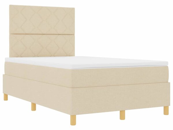 LED Box Spring Krevet s uzglavljem Krema 120 x 200 cm tkanina - Krem / 120 x 200 cm