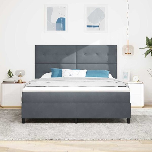 LED Box Spring Krevet Tamno siva 180 x 200 cm Baršun - Siva / 180 x 200 cm