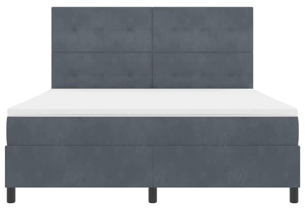 LED Box Spring Krevet Tamno siva 180 x 200 cm Baršun - Siva / 180 x 200 cm
