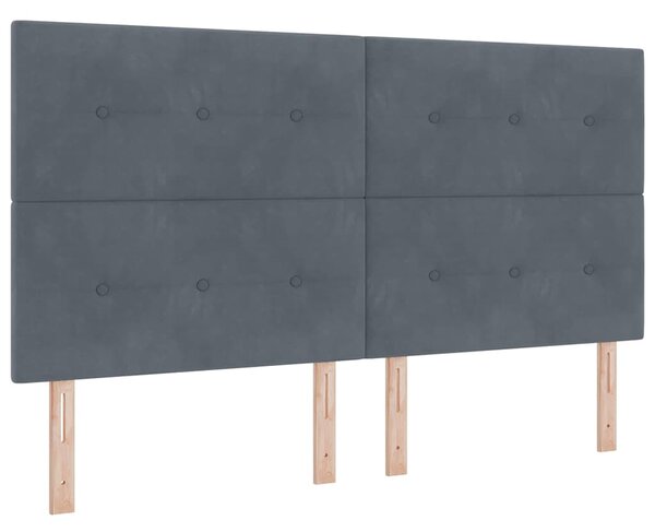 LED Box Spring Krevet Tamno siva 180 x 200 cm Baršun - Siva / 180 x 200 cm