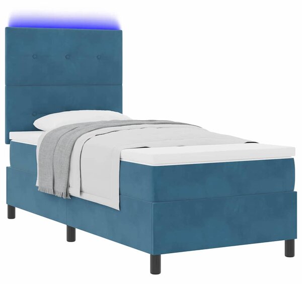 LED Box Spring Krevet Tamno plava 80 x 200 cm Baršun - Plava / 80 x 200 cm
