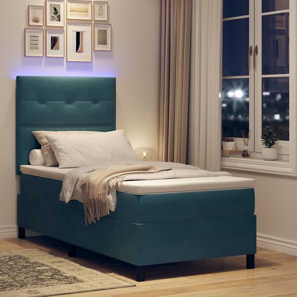 LED Box Spring Krevet Tamno plava 80 x 200 cm Baršun - Plava / 80 x 200 cm