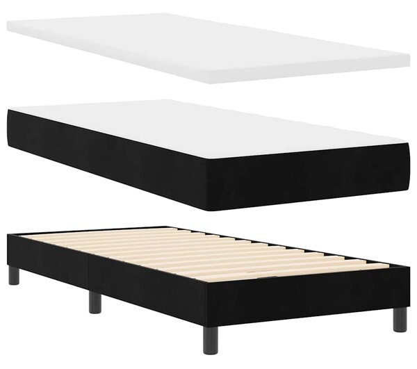 Krevet s opruga kutije s uzglavljem Crna 90 x 200 cm Baršun - Crna / 90 x 200 cm