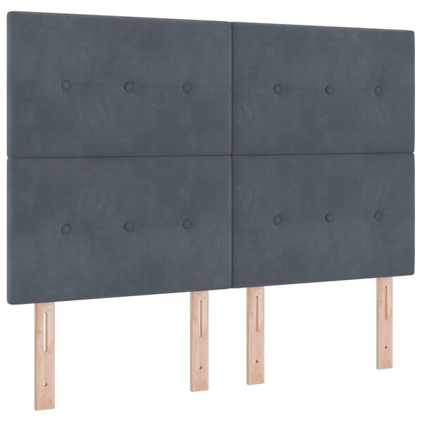 Krevet s opruga kutije Tamno siva 200 x 140 cm Baršun - Siva / 200 x 140 cm