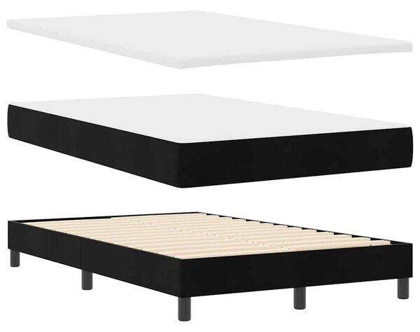 Krevet s opruga kutije s madracem Crna 120 x 200 cm Baršun - Crna / 120 x 200 cm