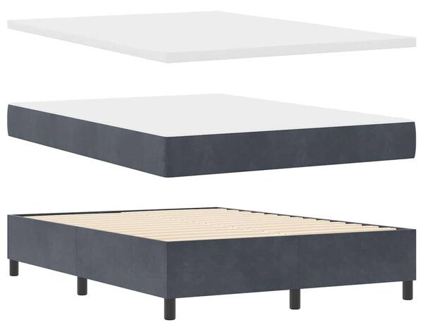 Krevet s opruga kutije Tamno siva 200 x 140 cm Baršun - Siva / 200 x 140 cm
