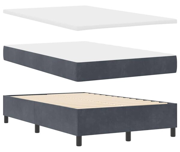 Krevet s opruga kutije Tamno siva 190 x 120 cm Baršun - Siva / 190 x 120 cm