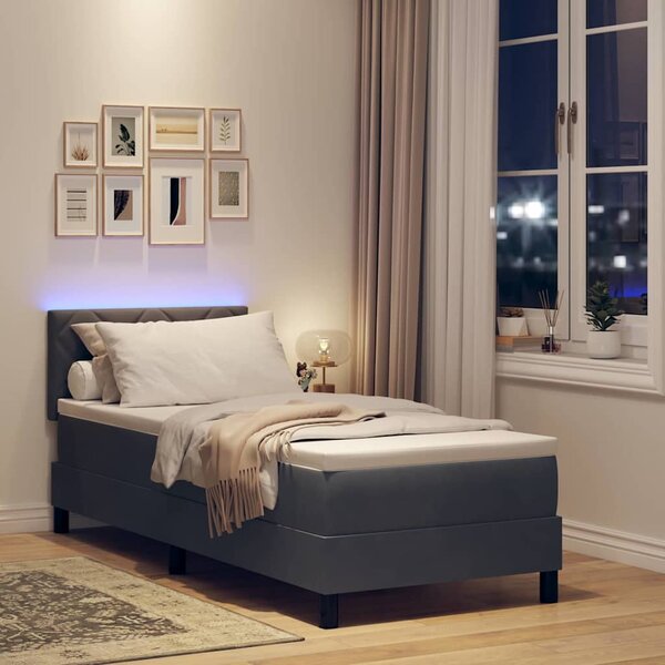 LED Box Spring Krevet Tamno siva 80 x 200 cm Baršun - Siva / 80 x 200 cm