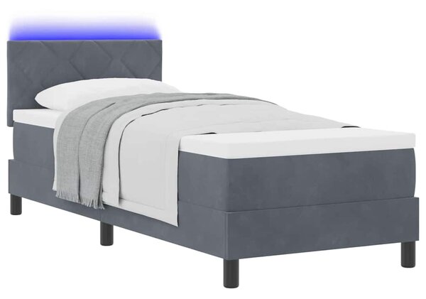 LED Box Spring Krevet Tamno siva 80 x 200 cm Baršun - Siva / 80 x 200 cm