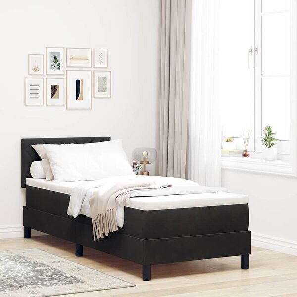 Krevet s opruga kutije s jastukom Crna 80 x 200 cm Baršun - Crna / 80 x 200 cm