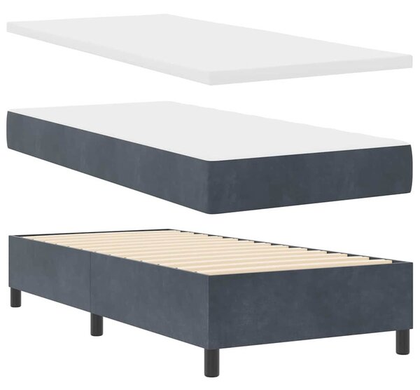 Krevet s opruga kutije s madracem Tamno siva 90 x 200 cm Baršun - Siva / 90 x 200 cm