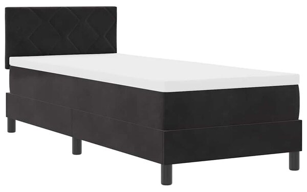 Krevet s opruga kutije s jastukom Crna 80 x 200 cm Baršun - Crna / 80 x 200 cm