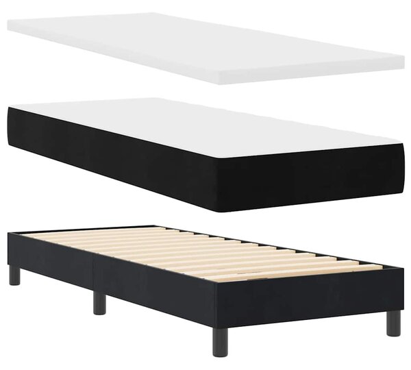 Krevet s opruga kutije s jastukom Crna 80 x 200 cm Baršun - Crna / 80 x 200 cm