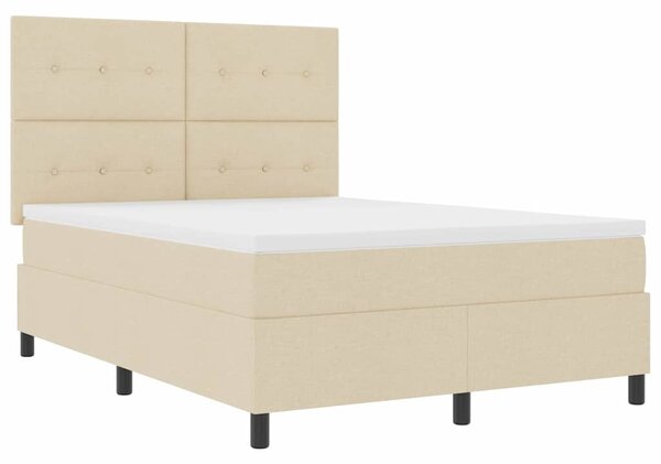 Krevet s opruga kutije s uzglavljem Krema 140 x 190 cm tkanina - Krem / 140 x 190 cm
