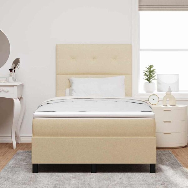 Krevet s opruga kutije s uzglavljem Krema 120 x 190 cm tkanina - Krem / 120 x 190 cm
