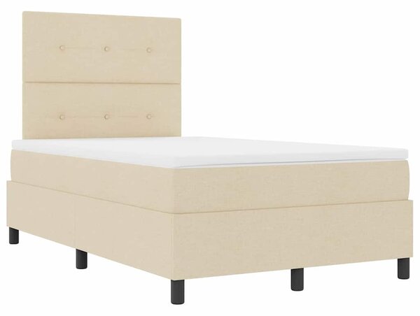 Krevet s opruga kutije s uzglavljem Krema 120 x 190 cm tkanina - Krem / 120 x 190 cm