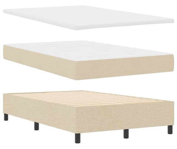 Krevet s opruga kutije s uzglavljem Krema 120 x 190 cm tkanina - Krem / 120 x 190 cm