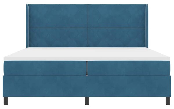 Krevet s opruga kutije s uzglavljem Plava 200 x 200 cm Baršun - Plava / 200 x 200 cm