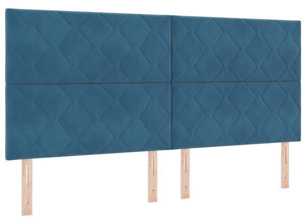 Krevet s opruga kutije s uzglavljem Plava 200 x 200 cm Baršun - Plava / 200 x 200 cm