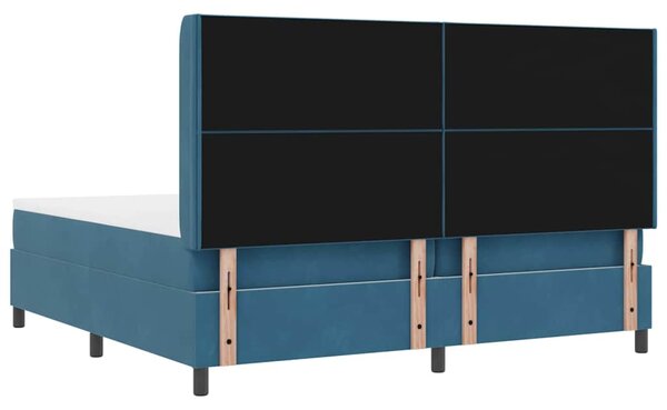 Krevet s opruga kutije s uzglavljem Plava 200 x 200 cm Baršun - Plava / 200 x 200 cm