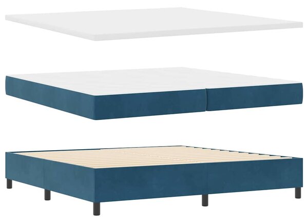 Krevet s opruga kutije s uzglavljem Plava 200 x 200 cm Baršun - Plava / 200 x 200 cm