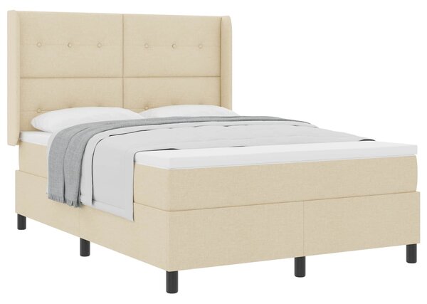 Krevet s opruga kutije s jastukom Krema 190 x 140 cm tkanina - Krem / 190 x 140 cm