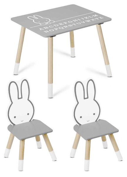 Dječji set stol i stolica - Miffy Grey